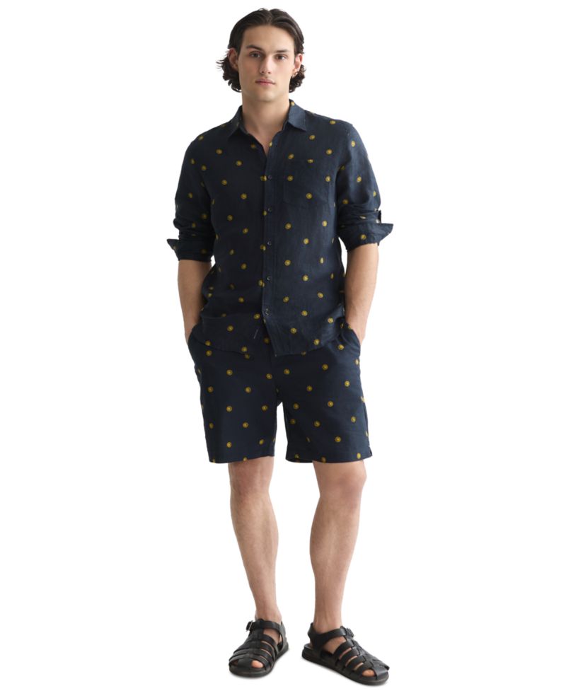 Men's Linen Blend Printed Shorts