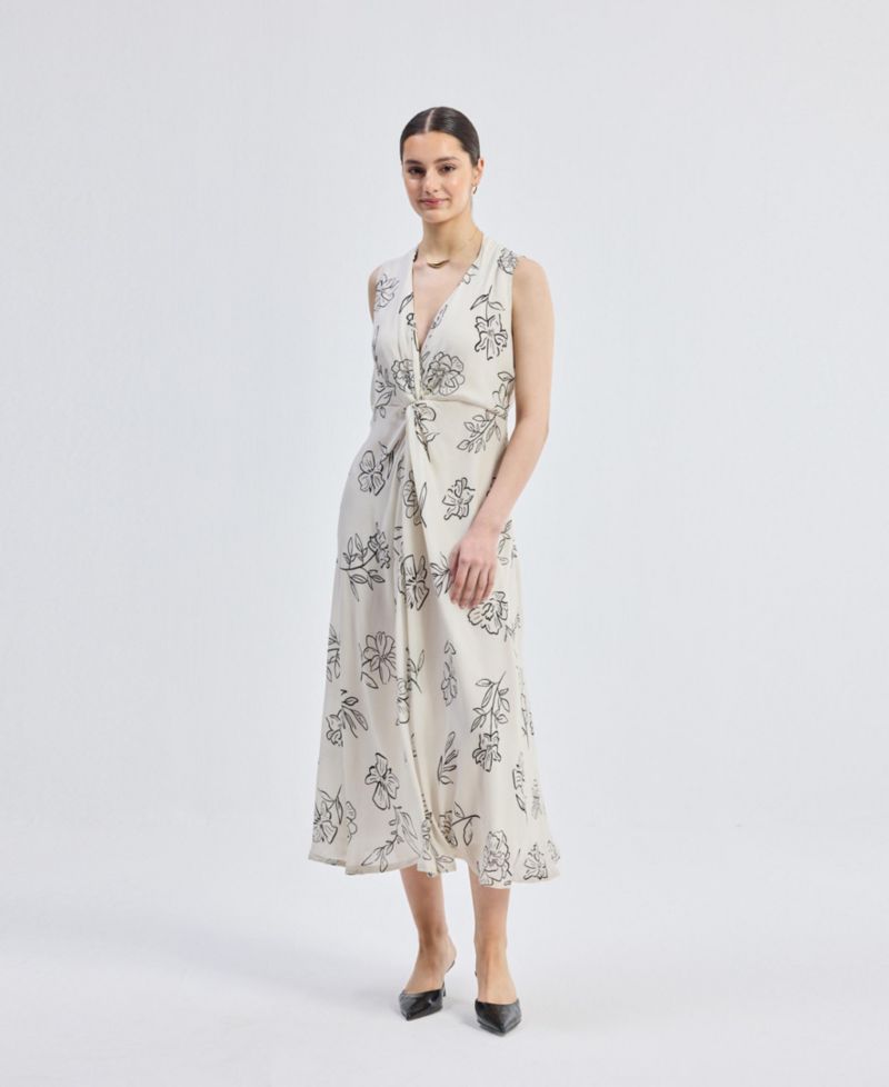 Women's Front Twist Maxi dress in Florals