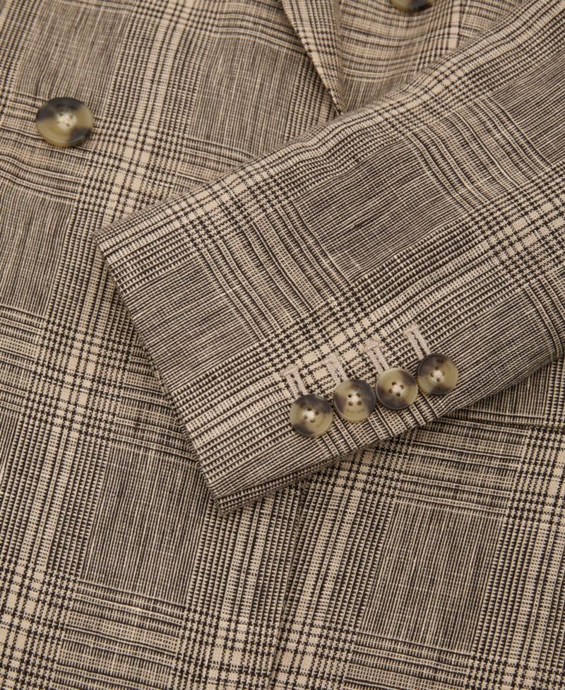 Petite Sybil Double-Breasted Plaid Blazer