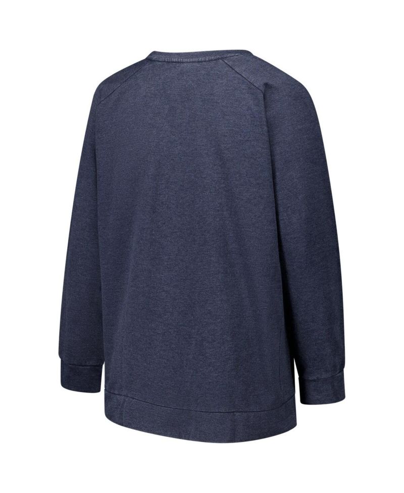 Women's Navy Houston Texans Acid Wash Raglan Pullover Sweatshirt