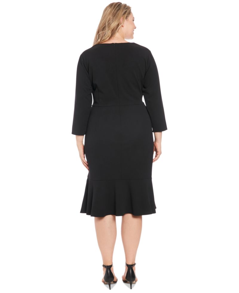 Plus Size Side-Knot 3/4-Sleeve Dress
