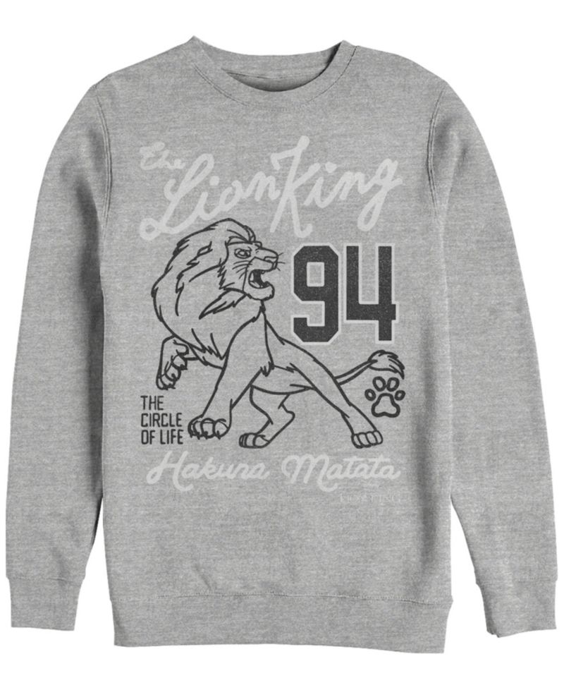 Disney Men's Lion King Simba Collegiate 94, Crewneck Fleece
