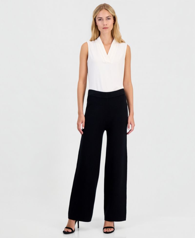 Women's Heatset Sweater Wide-Leg Pull-On Knit Pants