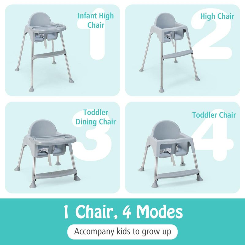 4-in-1 Convertible Baby High Chair with Removable Tray