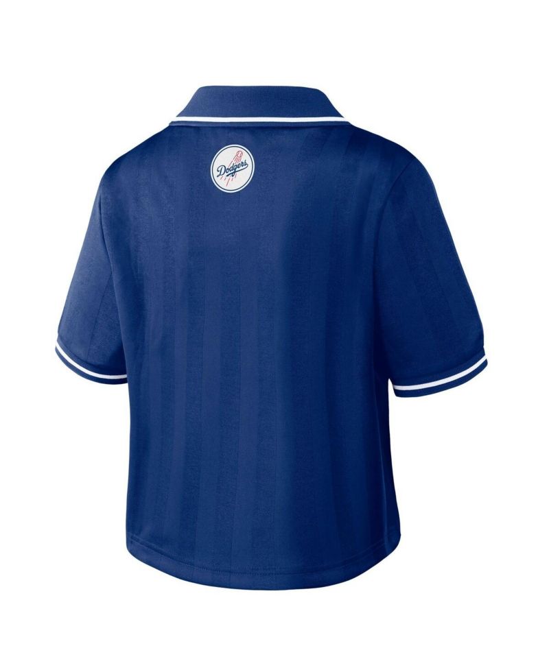 Women's Royal Los Angeles Dodgers Cropped Polo Shirt