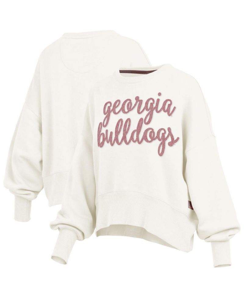 Women's Cream Georgia Bulldogs Chelsea Oversized Pullover Sweatshirt