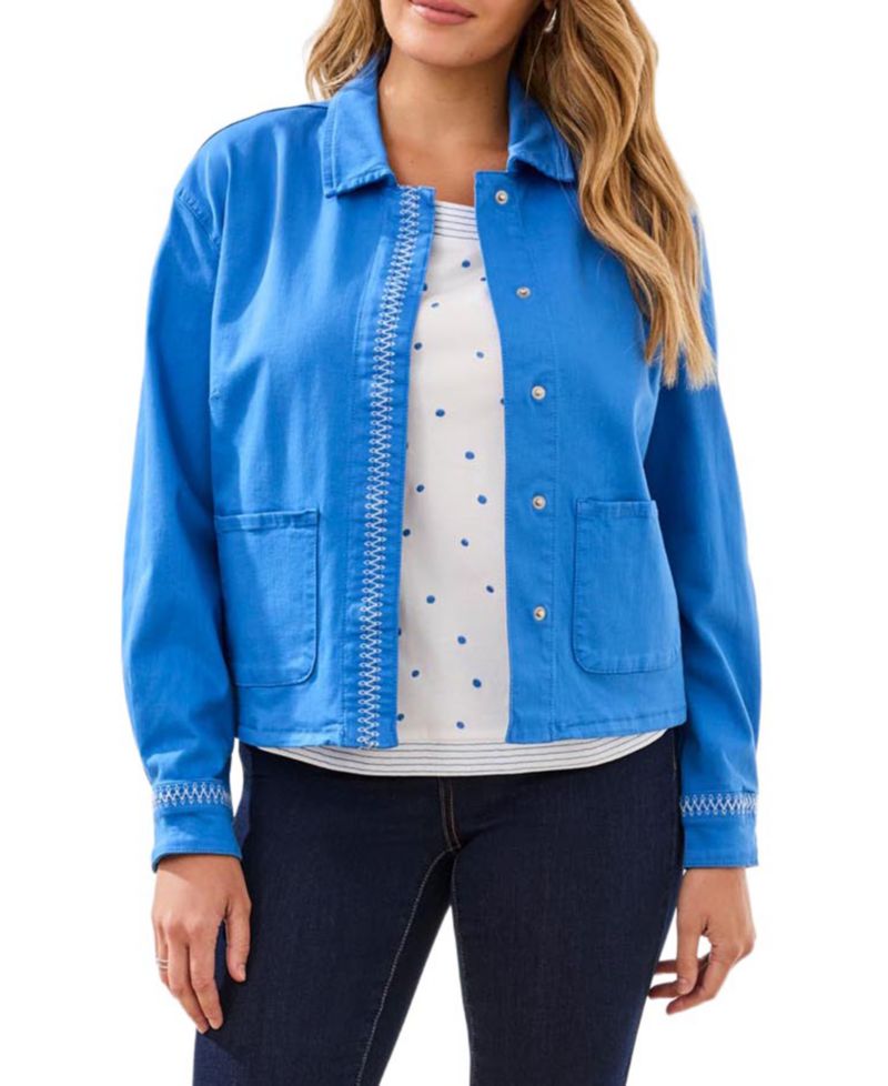 Women's Hidden Snap-Front Stretch Denim Jacket