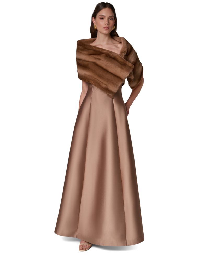 Women's Plush Draped Faux Fur Wrap Shrug