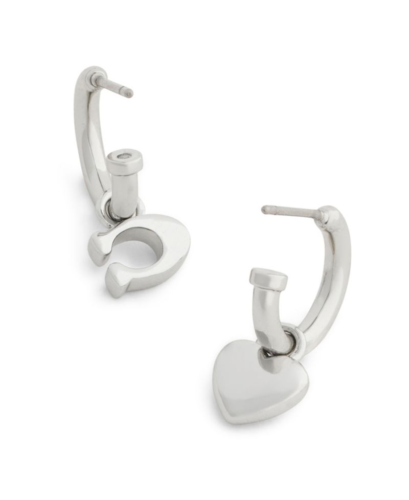 Black Signature C Heart Mismatch Earrings