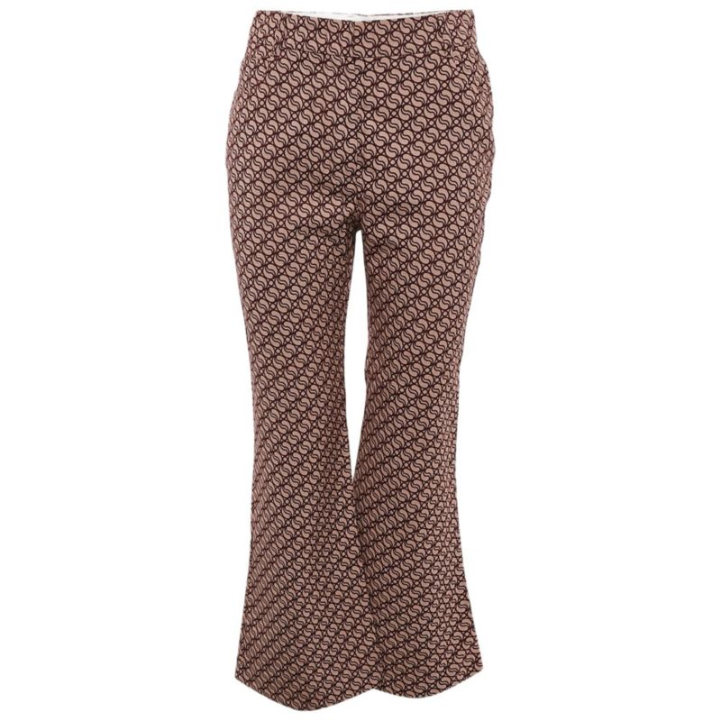 Women's Pink/red Jacquard Wide Leg Pants