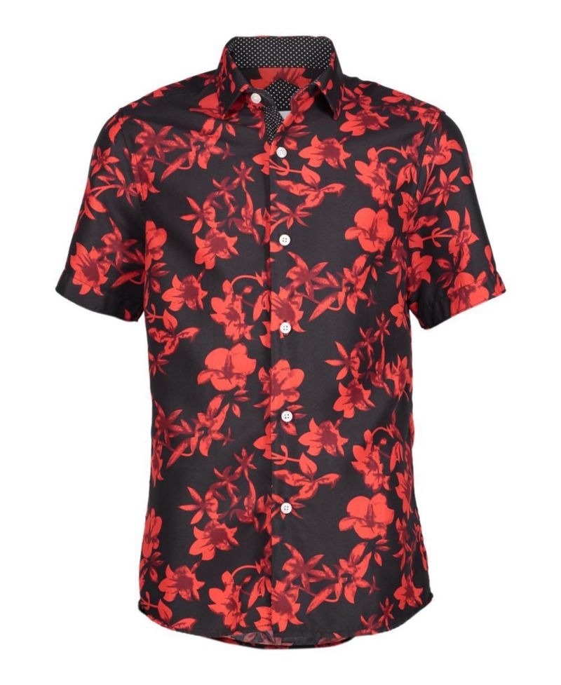 Big Boys Black Floral Slim Fit Shirt
