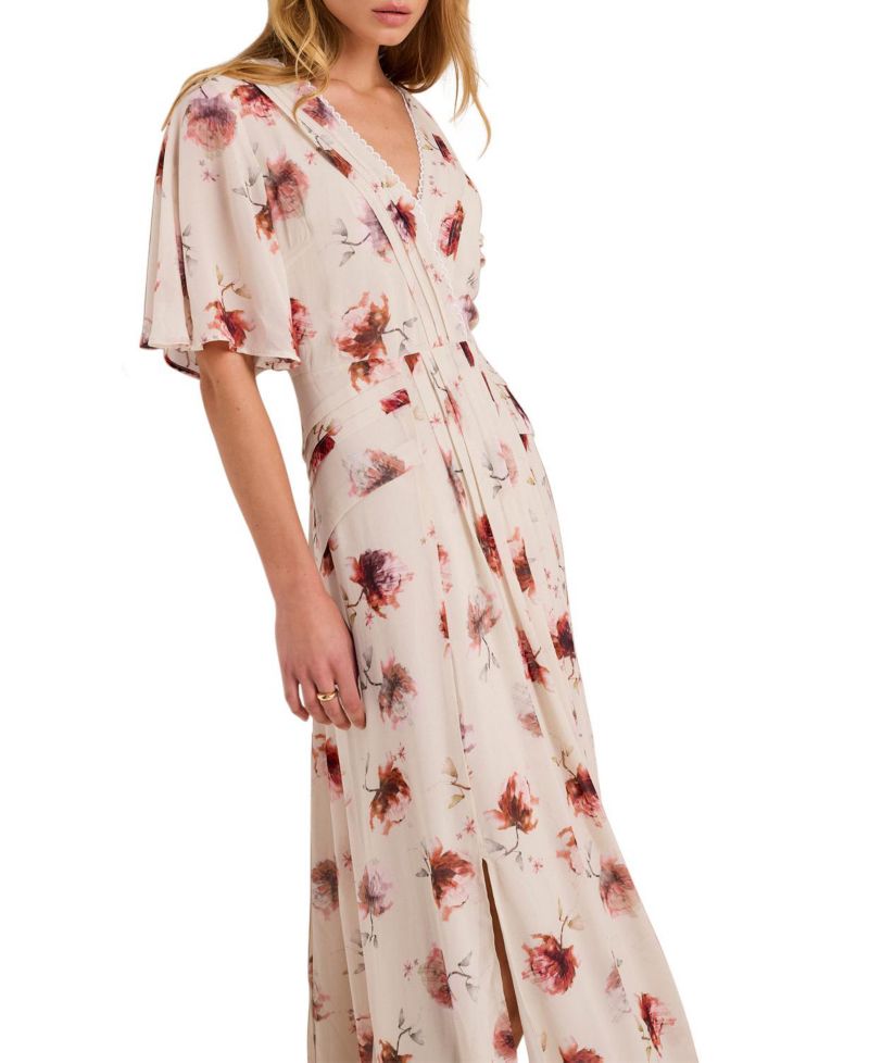 Women's Soft Bloom Floral-Print V-Neck Midi Dress