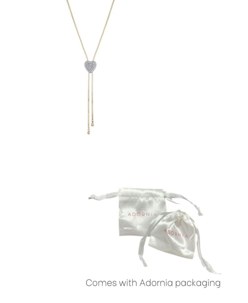 Gold CZ Heart Bolo Necklace