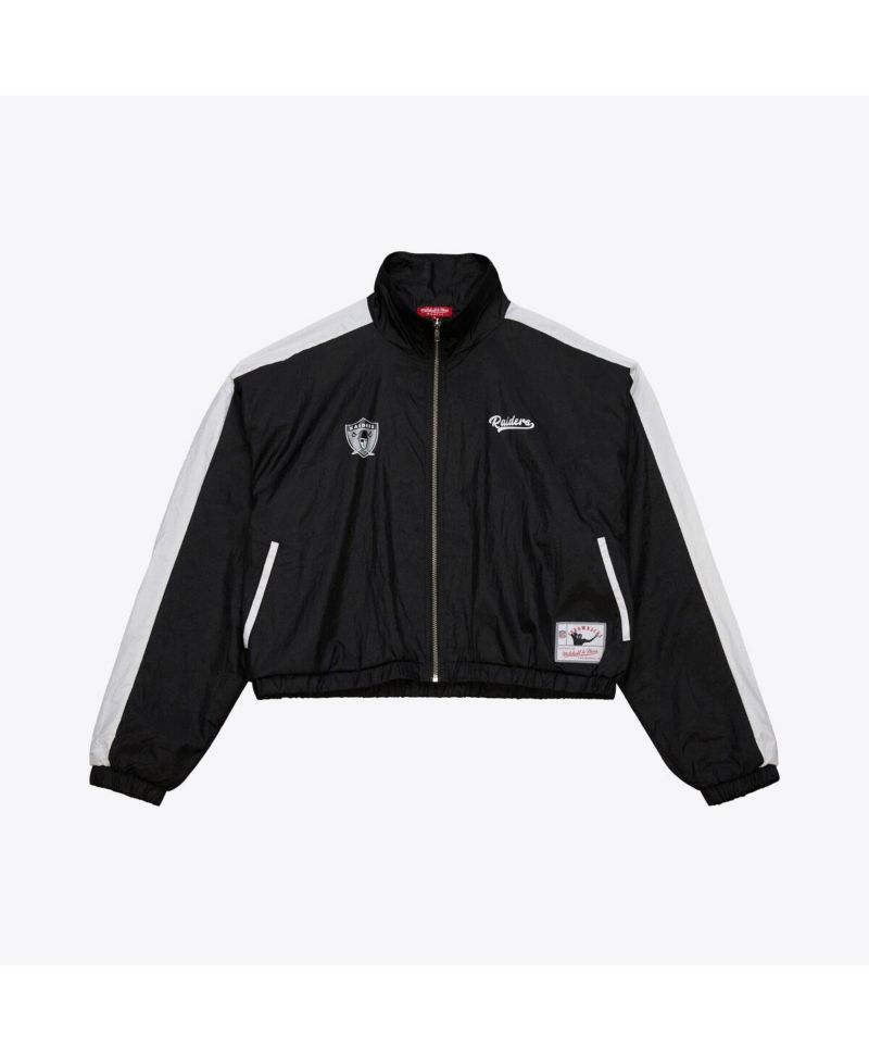 Women's Black Oakland Raiders Nylon Cropped Full-Zip Jacket