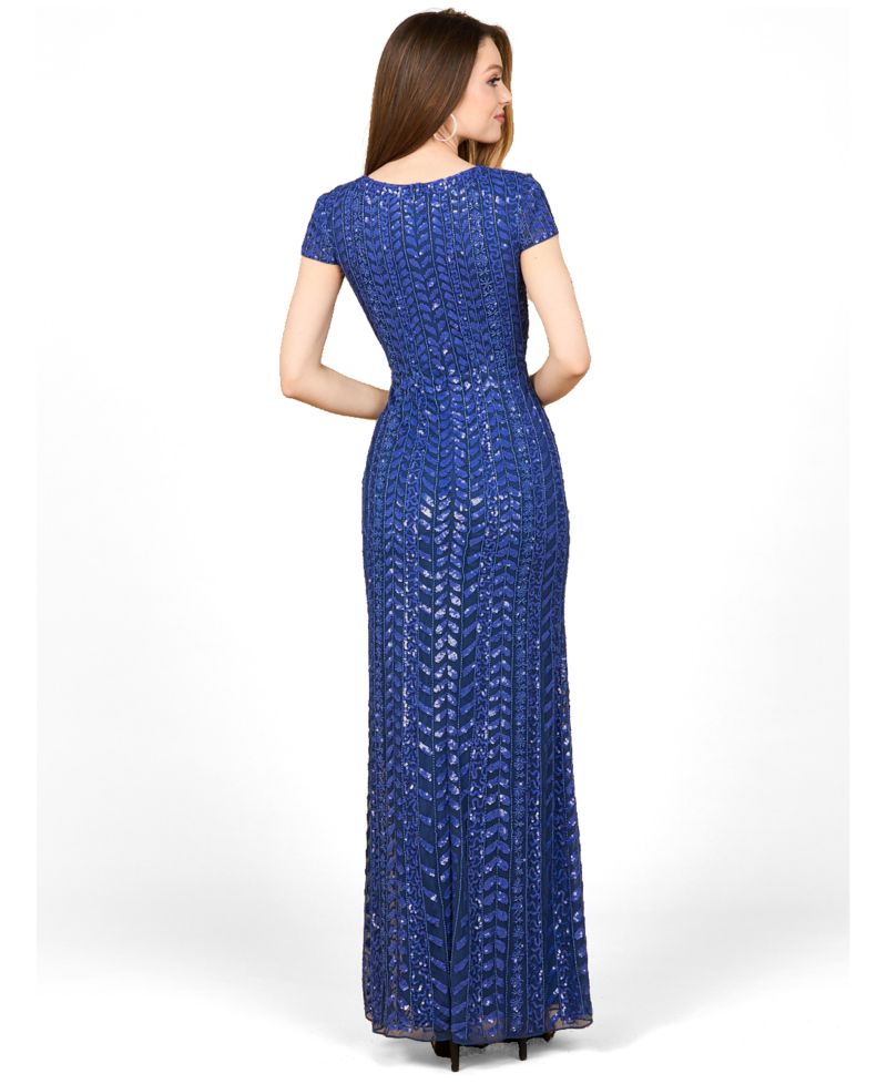 Women's Beaded Gown with Glamourous Cap Sleeves