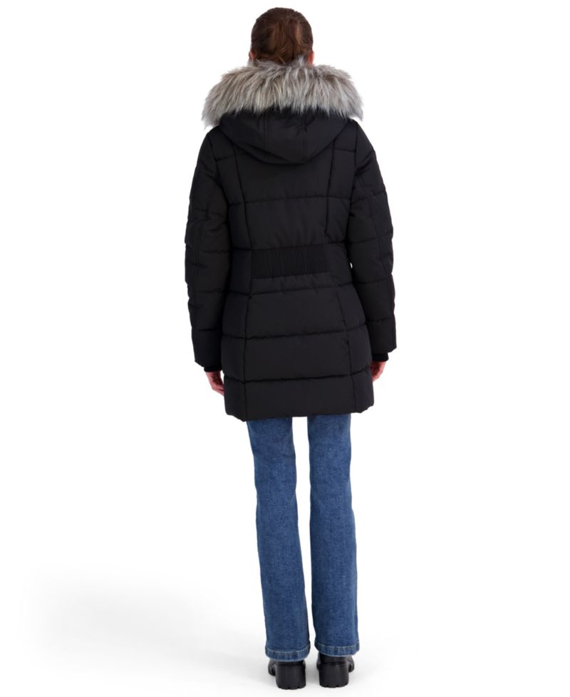 Women's Faux-Fur-Trim Hooded Puffer Coat