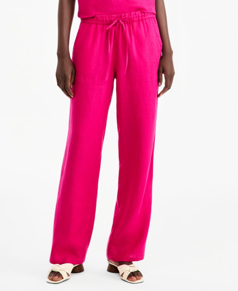 Women's 100% Linen Drawstring Pants