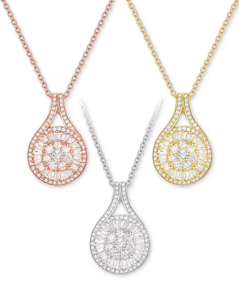 Diamond Baguette Cluster Pendant Necklace (1/2 ct. t.w.)