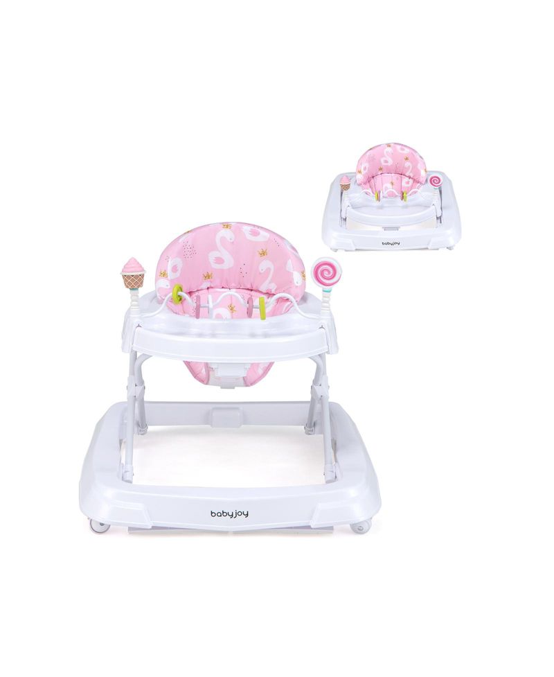 Foldable Baby Activity Walker with Adjustable Height and Detachable Seat Cushion