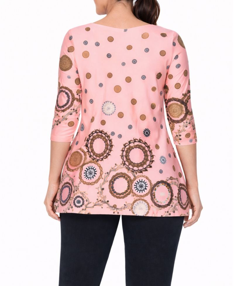 Women's Printed Sleeve Flowy Tunic Top