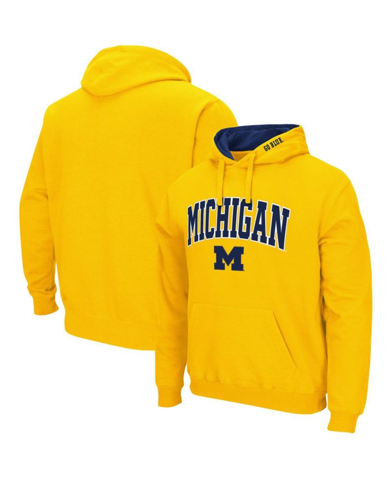 Men's Maize Michigan Wolverines Arch & Logo 3.0 Pullover Hoodie