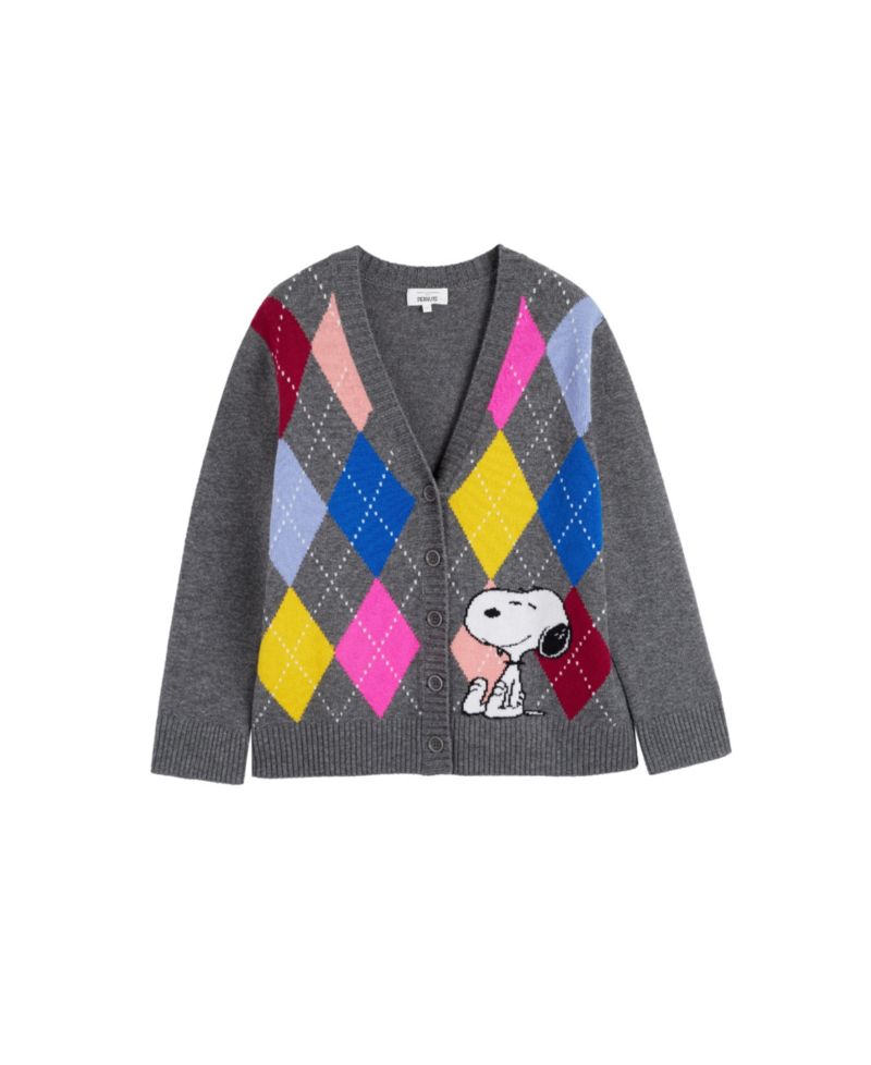 Women's Wool-Cashmere Snoopy Argyle Cardigan