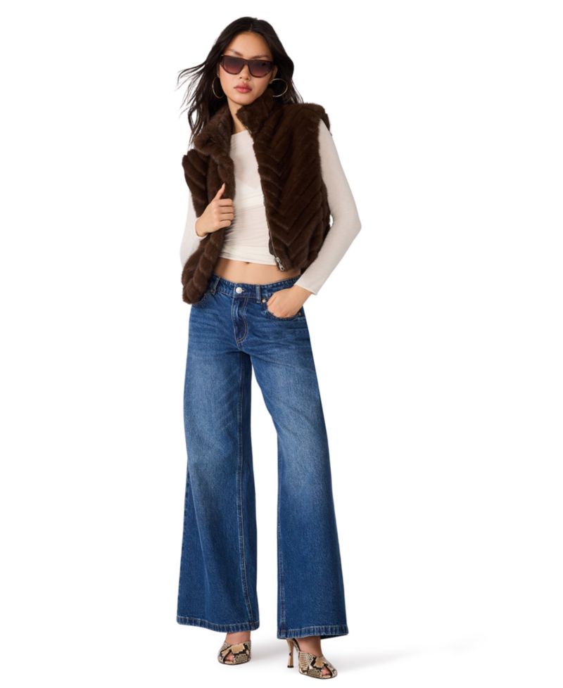 Women's Luxie Chevron-Patterned Faux Fur Vest