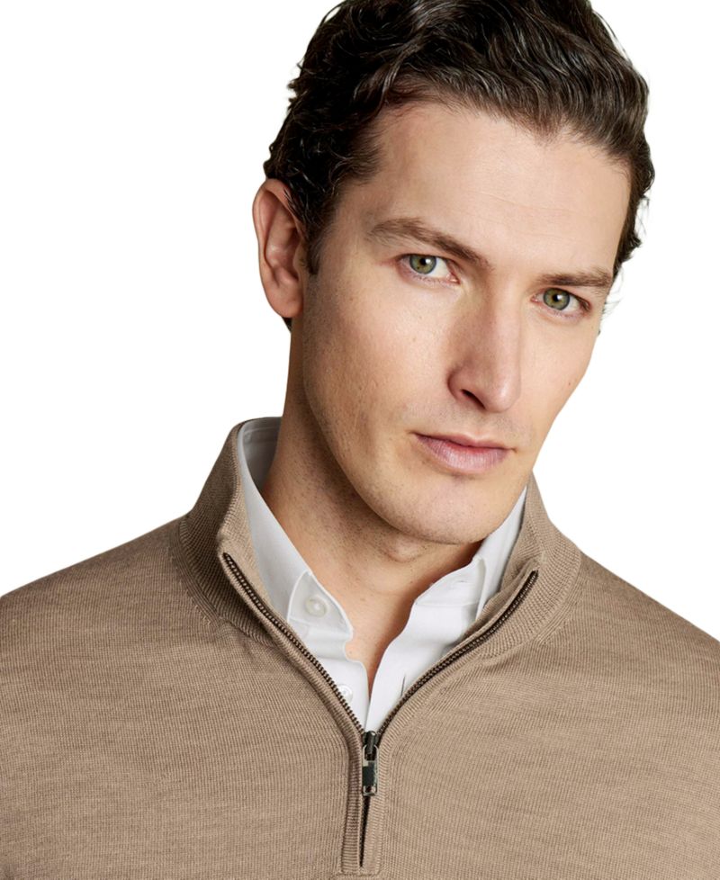 Men's Long-Sleeve Quarter-Zip Merino Wool Sweater
