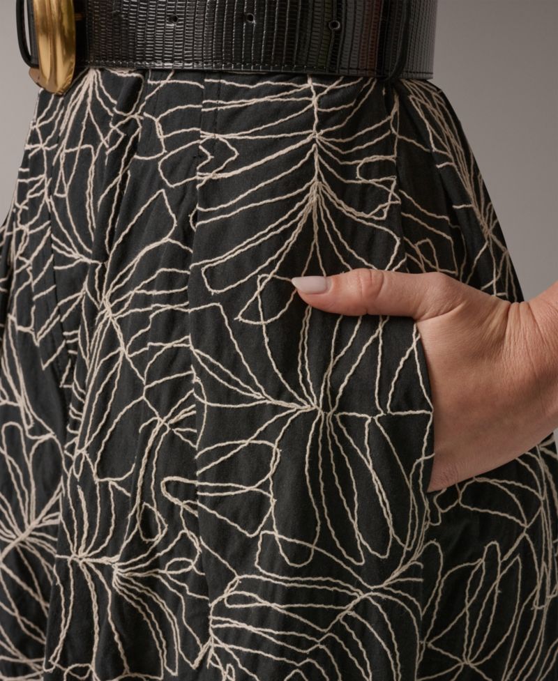 Women's Square Neck A-Line Midi Dress with Polyurethane Belt