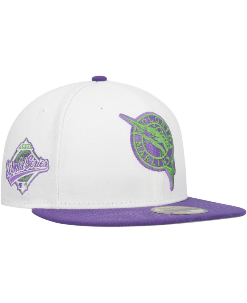 Men's White Florida Marlins Side Patch 59FIFTY Fitted Hat