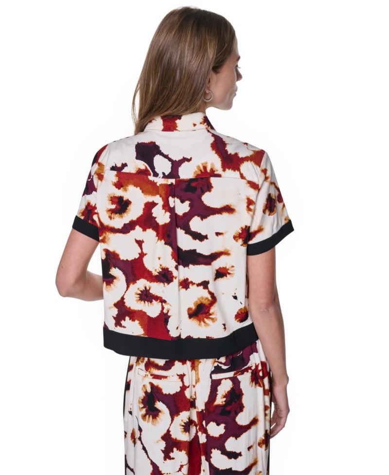 Women's Printed Short-Sleeve Camp Shirt