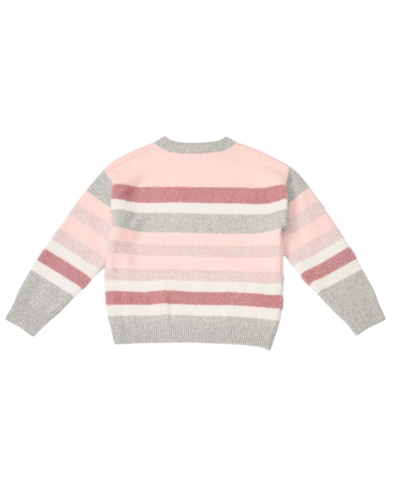 Girls' 7-16 Long-Sleeve Striped Crewneck Sweater