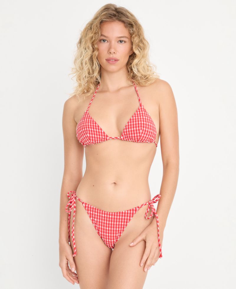 Women's Gingham String Swim Bikini Top