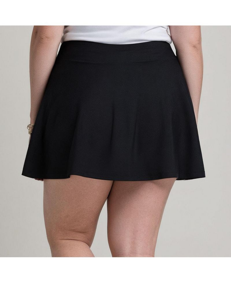 Plus Size High Waisted Chlorine Resistant Flowy Swim Skort With Attached Shorts