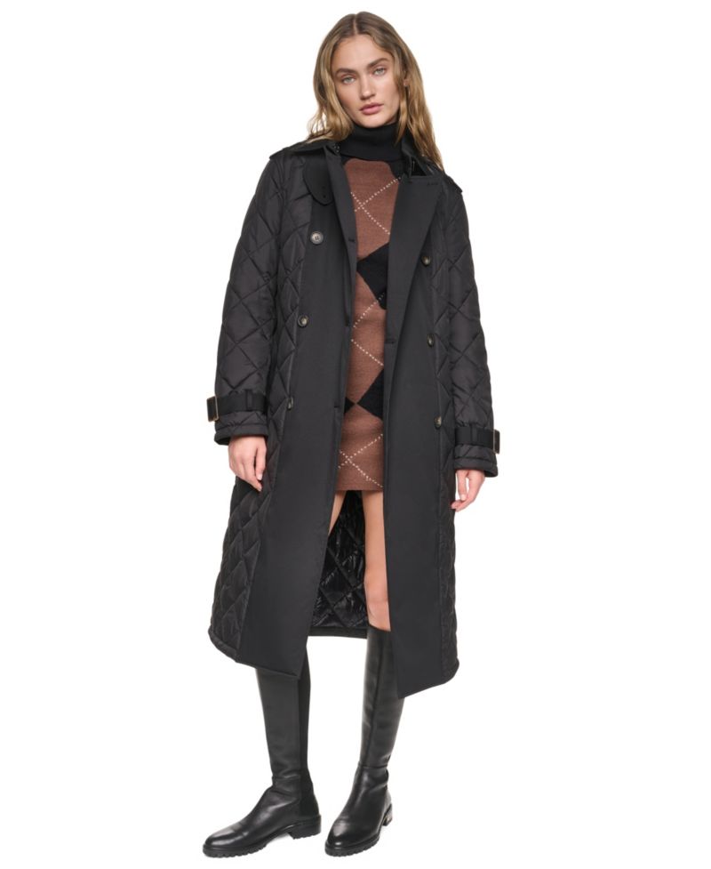 Women's Belted Quilted Trench Coat
