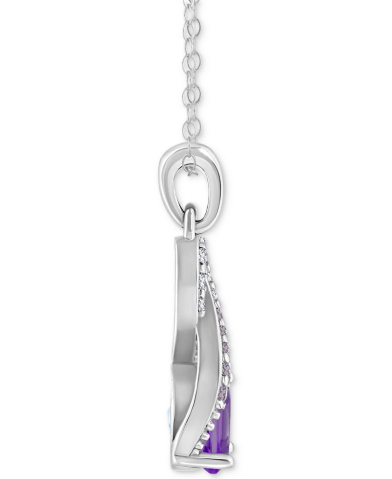 Rhodolite Garnet (1 ct. t.w.) & White Topaz (1/7 ct. t.w.) Looped 18" Pendant Necklace in Sterling Silver (Also in Citrine, Amethyst, Blue Topaz, & Peridot)