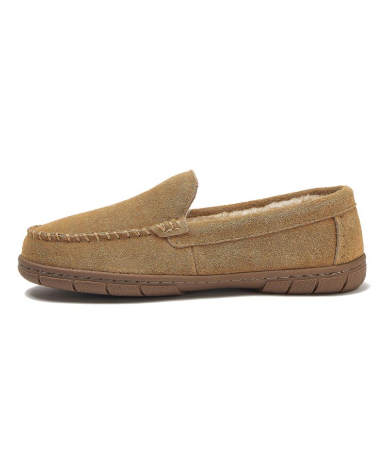 Women's Fuzzy Lined Suede Moccasin Slippers