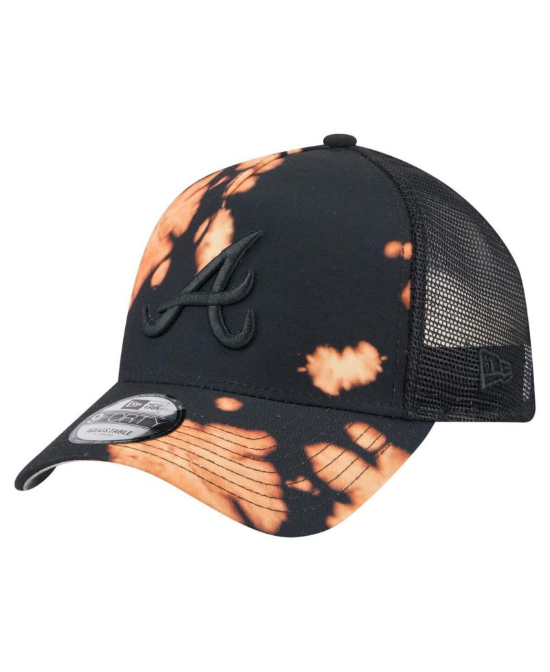 Men's Black Atlanta Braves Bleached A-Frame 9FORTY Adjustable Hat