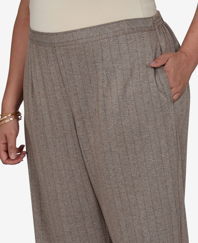 Plus Size Pull-On Pinstripe Mid-Rise Pants