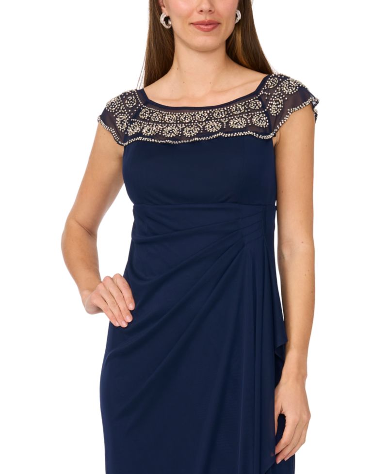 Women's Crewneck Evening Mesh Gown