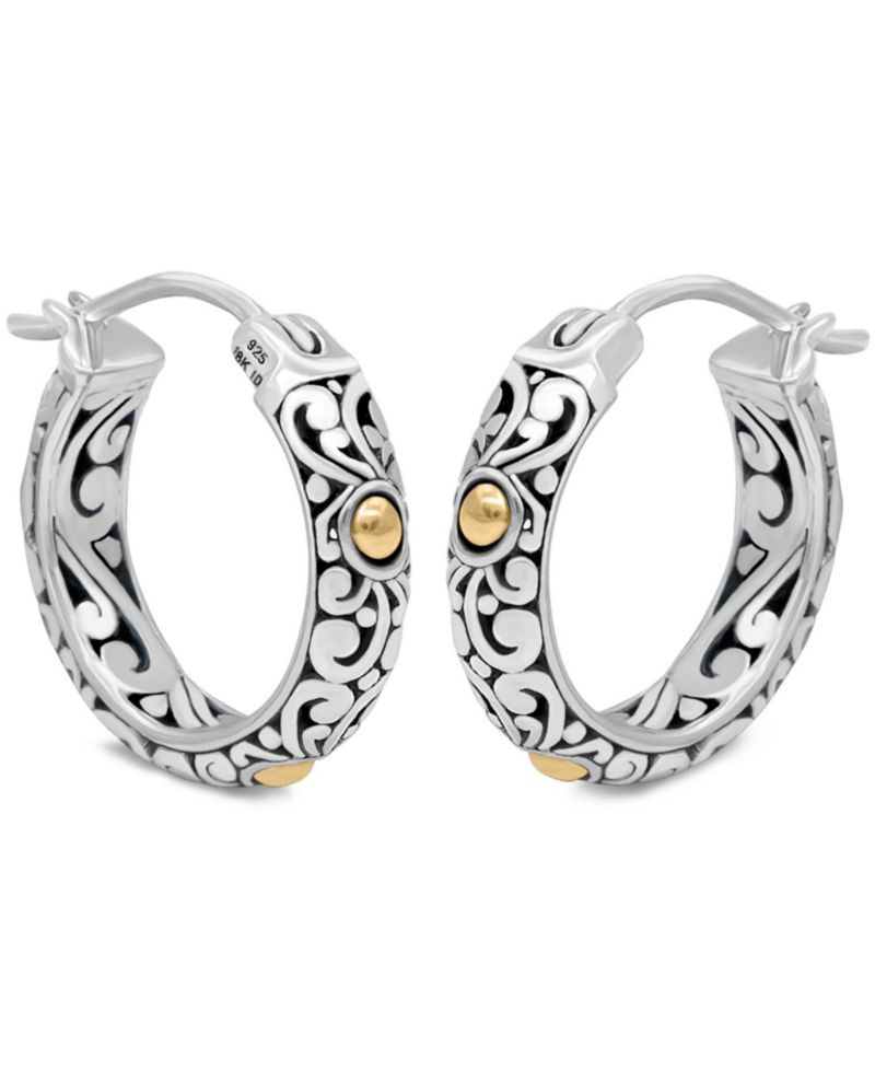 20mm Bali Filgree Hoop Earrings in Sterling Accents