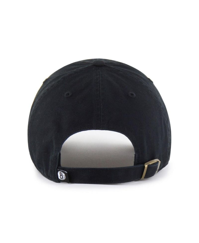 Men's Black Brooklyn Nets Core Logo Clean Up Adjustable Hat