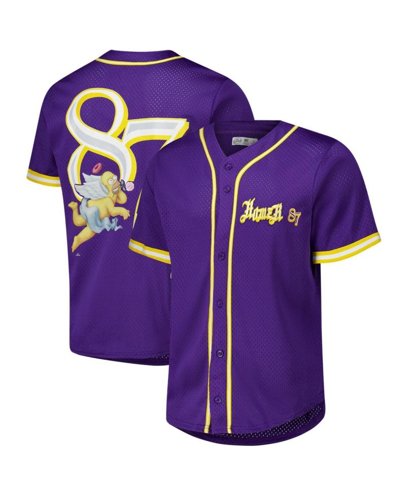 Men's Purple the Simpsons Homer '87 Baseball Jersey