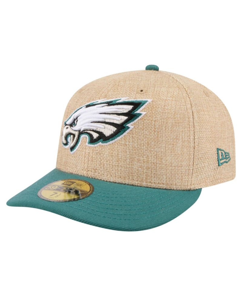 Men's Natural/Midnight Green Philadelphia Eagles Pre-Curved Twine 59FIFTY Fitted Hat