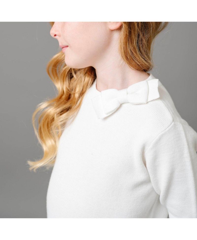 Baby Girls Hope and Henry Organic Long Sleeve Mock Neck Bow Detail Sweater Dress