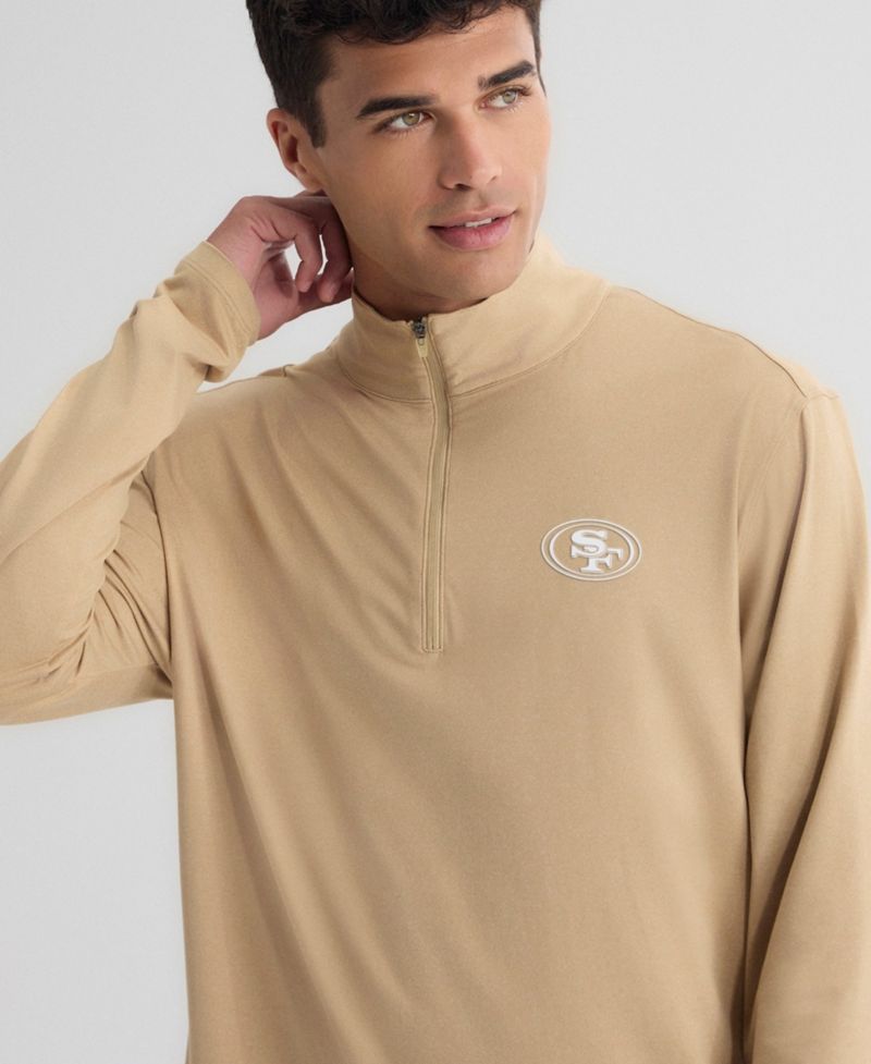 Men's Tan San Francisco 49ers Clutch Quarter-Zip Pullover Sweatshirt