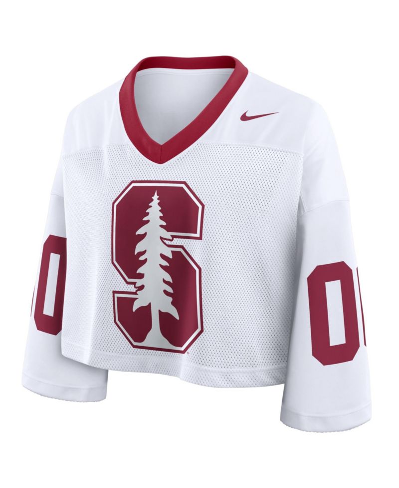 Women's White Stanford Cardinal Oversized Logo Cropped Fashion Jersey