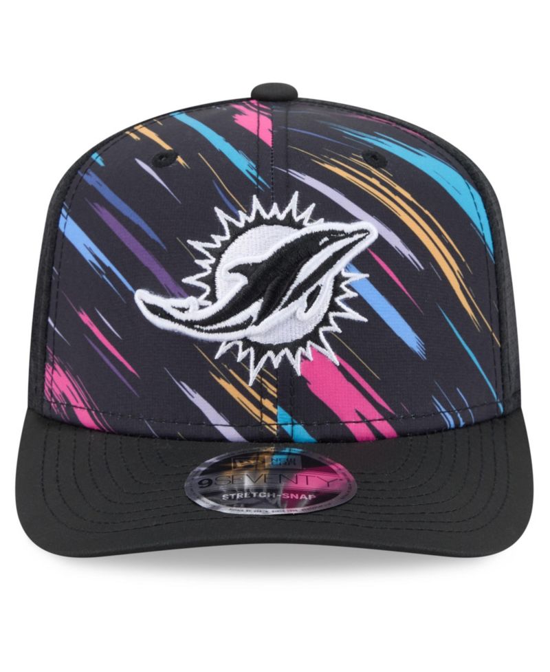 Men's Black Miami Dolphins 2026 NFL Cruical Catch 9SEVENTY Adjustable Trucker Hat