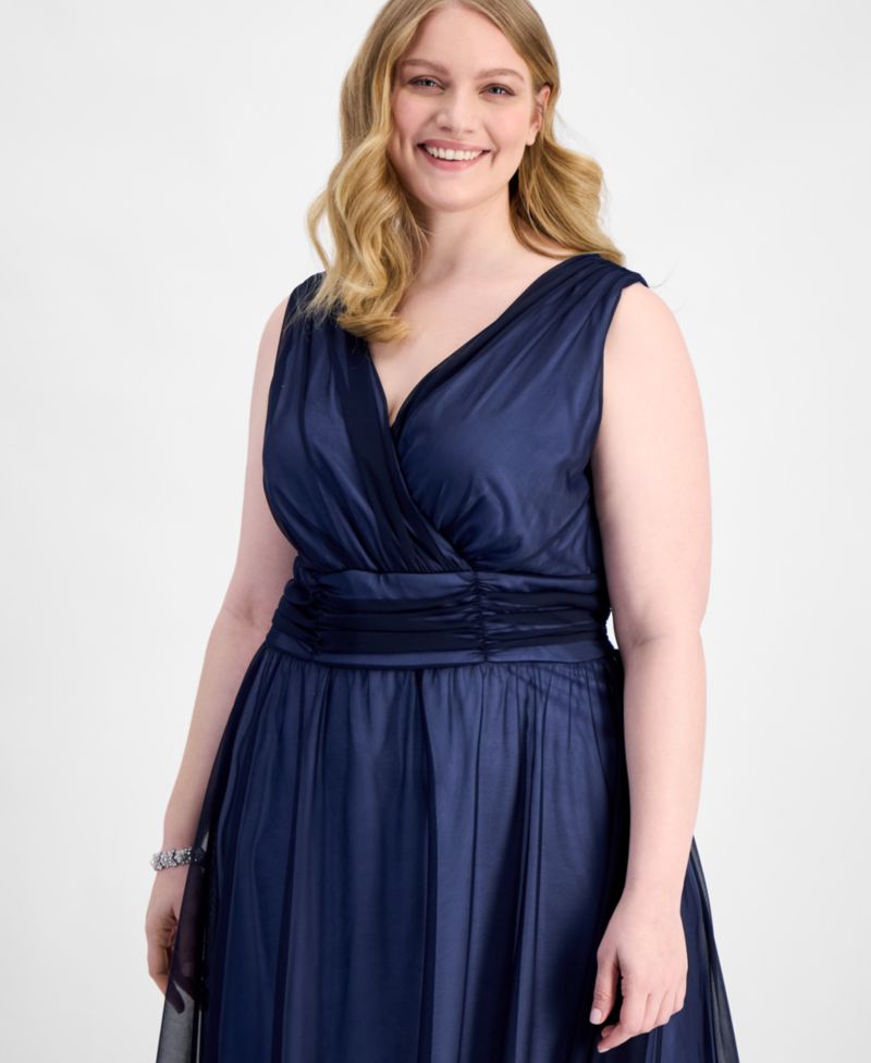 Plus Size Sleeveless Chiffon Midi Dress