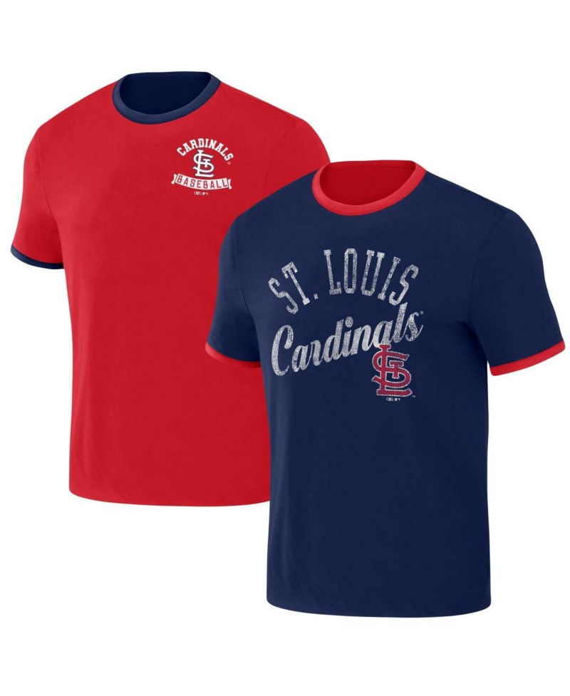 Men's Darius Rucker Collection by Red, Navy Distressed St. Louis Cardinals Two-Way Ringer Reversible T-shirt